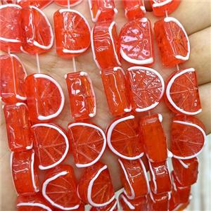 Lampwork Glass Lemon Slice Beads Red, approx 13-18mm [GS2890]