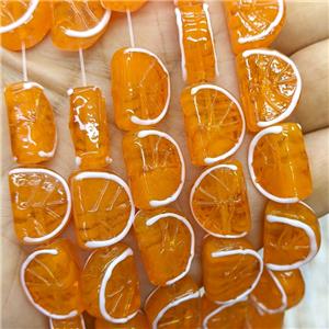 Lampwork Glass Lemon Slice Beads Orange, approx 13-18mm [GS2891]