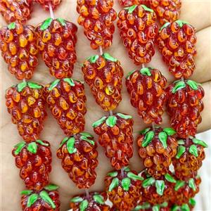 Lampwork Glass Grapes Beads Red, approx 14-22mm [GS2892]