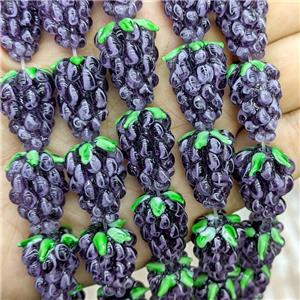 Lampwork Glass Grapes Beads Purple, approx 14-22mm [GS2895]