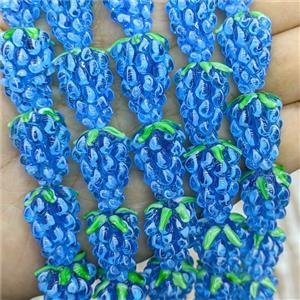 Lampwork Glass Grapes Beads Blue, approx 14-22mm [GS2896]