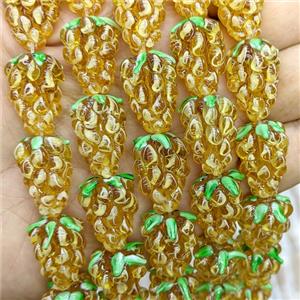 Lampwork Glass Grapes Beads Golden, approx 14-22mm [GS2897]