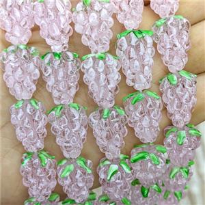 Lampwork Glass Grapes Beads Pink, approx 14-22mm [GS2899]