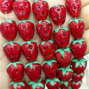 Lampwork Glass Strawberry Beads Red, approx 14-18mm [GS2900]