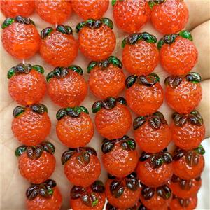 Lampwork Glass Lemon Beads Red, approx 12-13mm [GS2902]