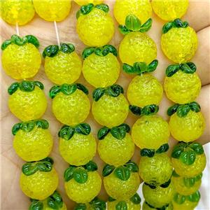 Lampwork Glass Lemon Beads Olive, approx 12-13mm [GS2903]