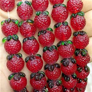Lampwork Glass Lemon Beads Red, approx 12-13mm [GS2904]