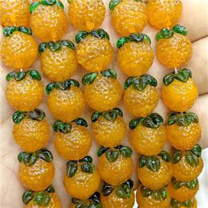 Lampwork Glass Lemon Beads Orange, approx 12-13mm [GS2905]