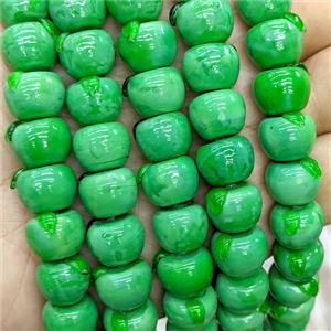Lampwork Glass Apple Beads Green, approx 10-13mm [GS2906]