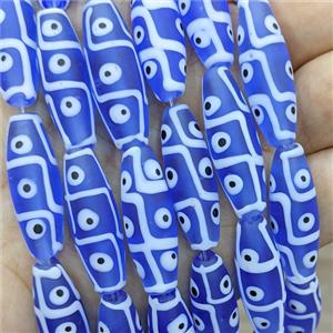 Tibetan Style Blue Lampwork Glass Rice Beads Evil Eye Matte, approx 11-32mm [GS2908]