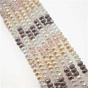 Crystal Glass Beads Faceted Rondelle Mixed Color, approx 4x6mm, 63pcs per st [GS2912]
