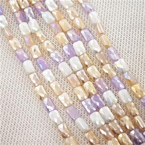 Crystal Glass Beads Faceted Rectangle Mixed Color, approx 4-7mm [GS2917]