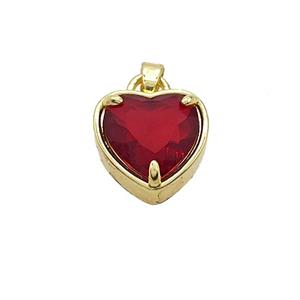 Copper Heart Pendant Pave Red Crystal Glass Gold Plated, approx 15mm [GS2927]
