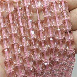 Pink Crystal Glass Barrel Beads Faceted, approx 8-9mm, 44pcs per st [GS2932-S]