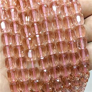 Pink Crystal Glass Barrel Beads Faceted, approx 8-9mm, 44pcs per st [GS2933-S]