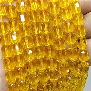 Golden Crystal Glass Barrel Beads Faceted, approx 10-11mm, 38pcs per st [GS2937-L]