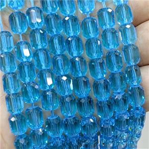 Aqua Crystal Glass Barrel Beads Faceted, approx 8-9mm, 44pcs per st [GS2938-S]
