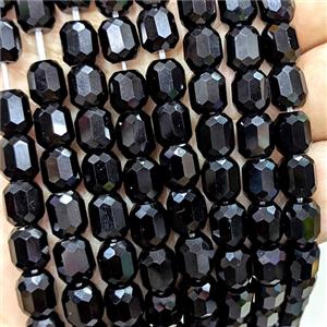 Black Jet Crystal Glass Barrel Beads Faceted, approx 8-9mm, 44pcs per st [GS2942-S]
