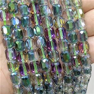 Chinese Crystal Glass Barrel Beads Rainbow Electroplated Faceted, approx 10-11mm, 38pcs per st [GS2945-L]
