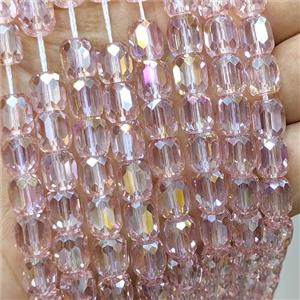 Pink Crystal Glass Barrel Beads Faceted Electroplated, approx 10-11mm, 38pcs per st [GS2947-L]