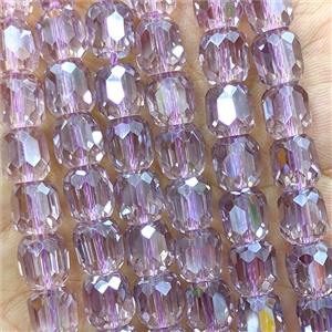 Lt.purple Crystal Glass Barrel Beads Faceted Electroplated, approx 10-11mm, 38pcs per st [GS2948-L]