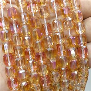 Orange Crystal Glass Barrel Beads Faceted Electroplated, approx 10-11mm, 38pcs per st [GS2950-L]