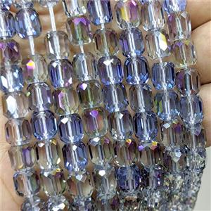 Grayblue Crystal Glass Barrel Beads Faceted Electroplated, approx 8-9mm, 44pcs per st [GS2952-S]