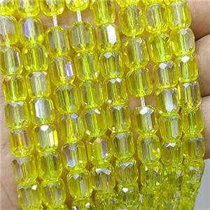 Yellow Crystal Glass Barrel Beads Faceted Electroplated, approx 10-11mm, 38pcs per st [GS2956-L]