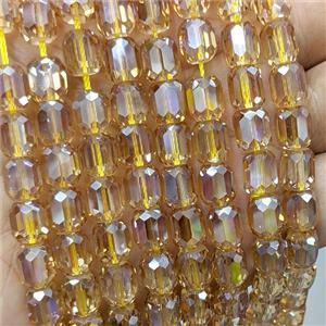 Champagne Crystal Glass Barrel Beads Faceted Electroplated, approx 8-9mm, 44pcs per st [GS2958-S]
