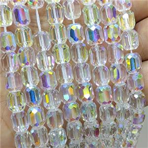 Clear Crystal Glass Barrel Beads Faceted AB-Color Electroplated, approx 8-9mm, 44pcs per st [GS2959-S]