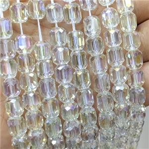Clear Crystal Glass Barrel Beads Faceted Electroplated, approx 8-9mm, 44pcs per st [GS2960-S]
