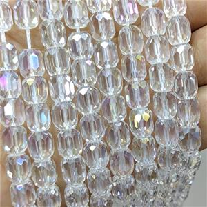 Clear Crystal Glass Barrel Beads Faceted Electroplated, approx 8-9mm, 44pcs per st [GS2961-S]