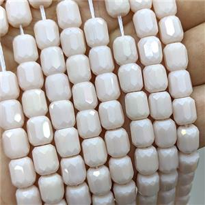 Jadeite Glass Barrel Beads Faceted Electroplated, approx 10-11mm, 38pcs per st [GS2968-L]