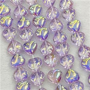 Crystal Glass Heart Beads Electroplated, approx 10mm, 41pcs per st [GS2981]