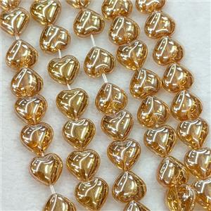 Champagne Crystal Glass Heart Beads Electroplated, approx 10mm, 41pcs per st [GS2982]