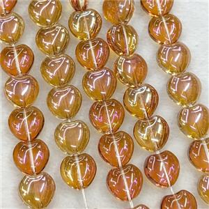 Champagne Crystal Glass Heart Beads Electroplated, approx 10mm, 41pcs per st [GS2983]