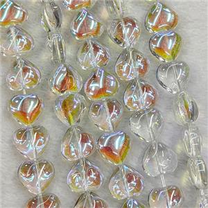 Clear Crystal Glass Heart Beads Electroplated, approx 10mm, 41pcs per st [GS2986]