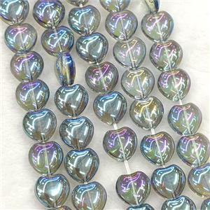 Grayblue Crystal Glass Heart Beads Electroplated, approx 10mm, 41pcs per st [GS2988]