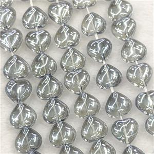 Grayblue Crystal Glass Heart Beads Electroplated, approx 10mm, 41pcs per st [GS2990]