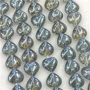 Grayblue Crystal Glass Heart Beads Electroplated, approx 10mm, 41pcs per st [GS2991]