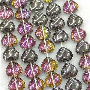 Crystal Glass Heart Beads Rainbow Electroplated, approx 10mm, 41pcs per st [GS2994]