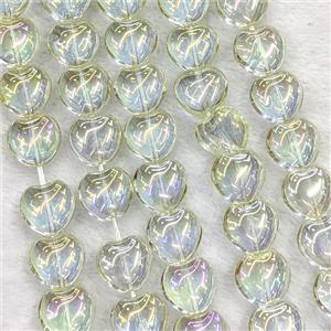 Clear Crystal Glass Heart Beads Electroplated, approx 10mm, 41pcs per st [GS2996]