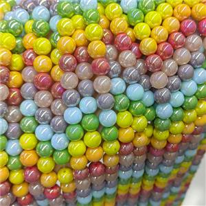 Round Jadeite Glass Beads Mixed Color Electroplated Smooth, approx 10mm [GS3000-10MM]