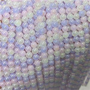Purple Pink Jadeite Glass Beads Smooth Round Electroplated, approx 8mm [GS3005]