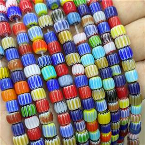 Lampwork Glass Barrel Beads Mixed Color, approx 8mm [GS3007-8MM]