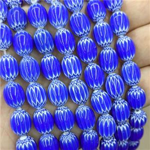Lampwork Glass Rice Beads Blue, approx 10-13mm [GS3011]