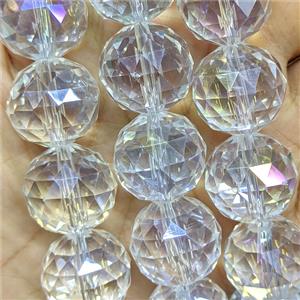 Crystal Glass Beads Faceted Round Clear AB-Color, approx 20mm dia [GS3015]