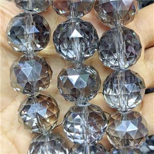 Crystal Glass Beads Faceted Round Gray, approx 20mm dia [GS3019]