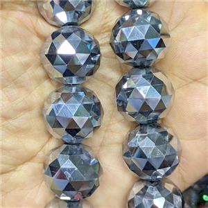 Crystal Glass Beads Faceted Round Silver Electroplated, approx 20mm dia [GS3020]