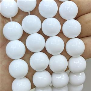 White Ceramic Glass Round Beads Smooth, approx 6mm [GS3030-6MM]
